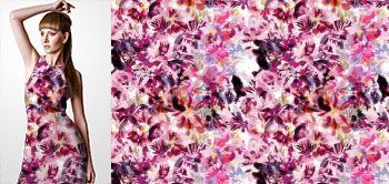 02012v Materiał ze wzorem abstrakcyjne różowe malowane kwiaty gęsto